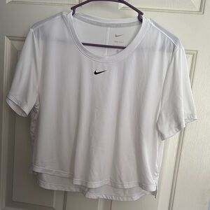Nike White Crop T-Shirt with Black Swoosh